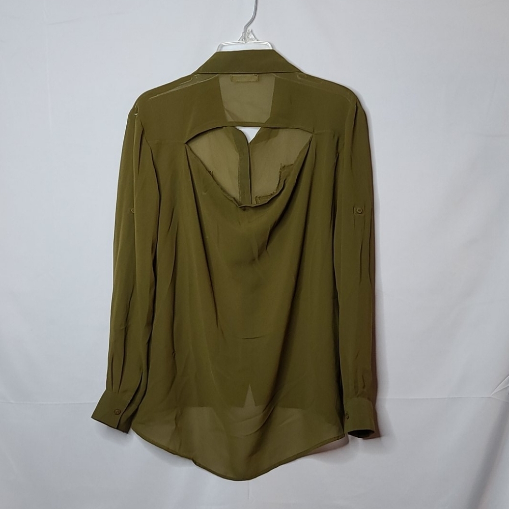 Glam Dollz embellished cross button down shirt Lg - Picture 5 of 7